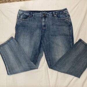 INC International Concepts Denim Jeans RhinestoneRegular Fit Skinny Leg Size 22W